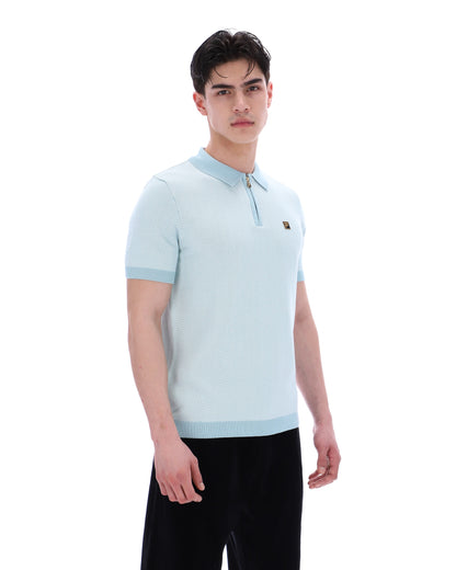 Sterling Blue Marty Zip Polo - Baby Blue