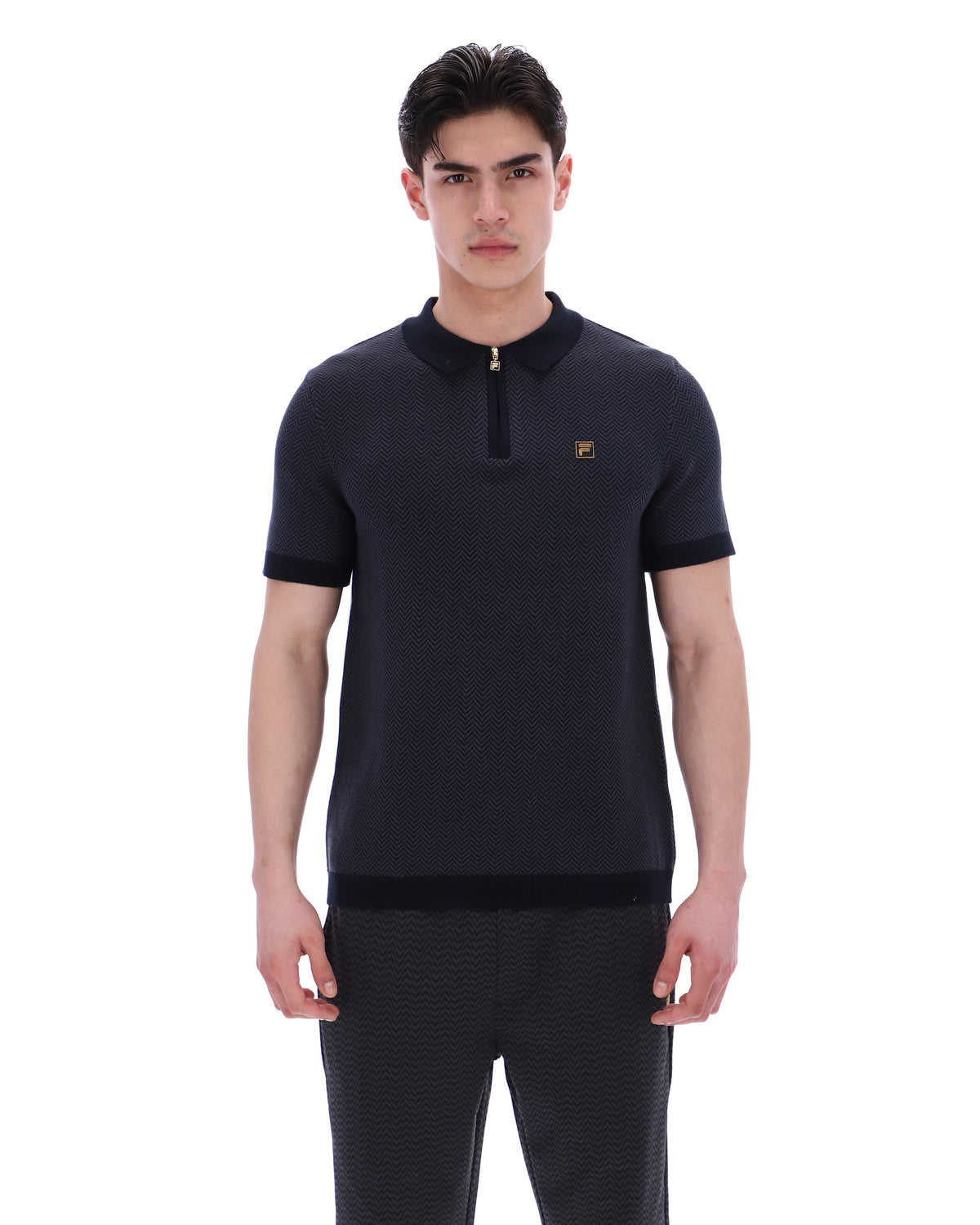 Black Marty Zip Polo - Black