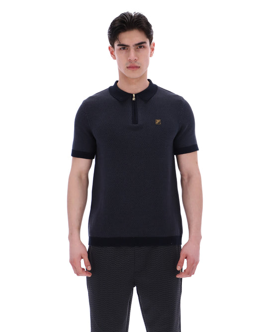 Black Marty Zip Polo - Black