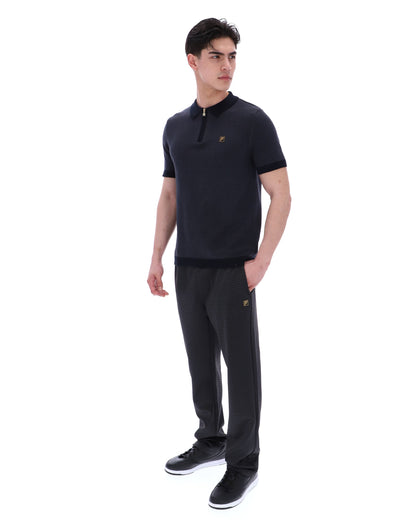 Black Marty Zip Polo - Black