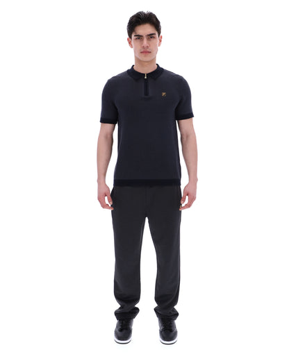 Black Marty Zip Polo - Black