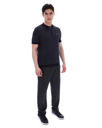 Black Marty Zip Polo - Black