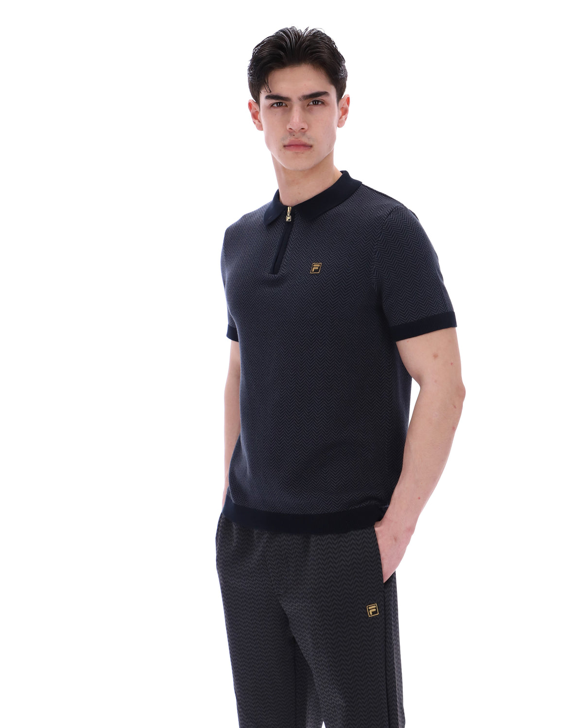 Black Marty Zip Polo - Black