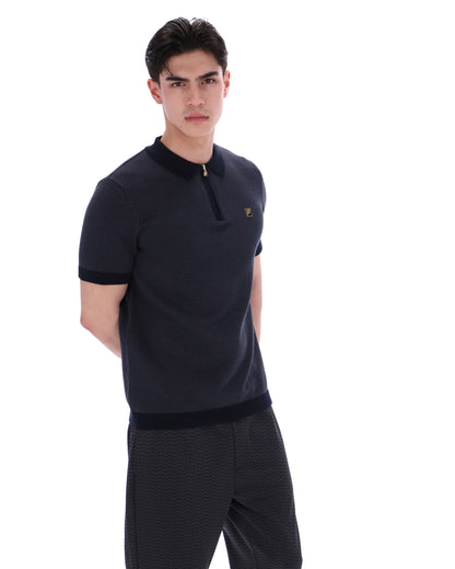 Black Marty Zip Polo - Black