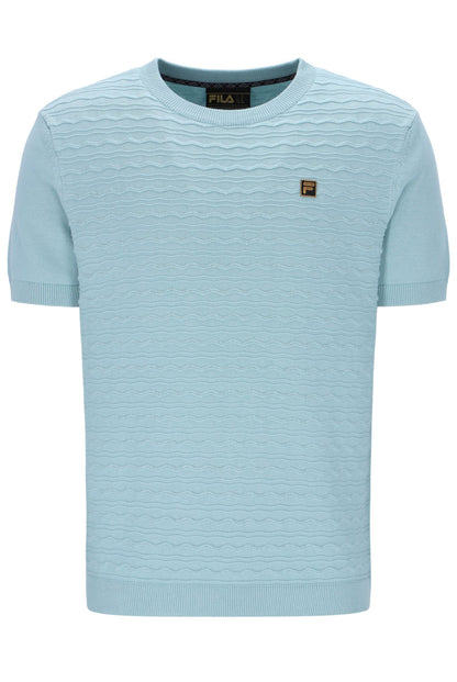 Sterling Blue Don Textured Knitted T-Shirt - Baby blue