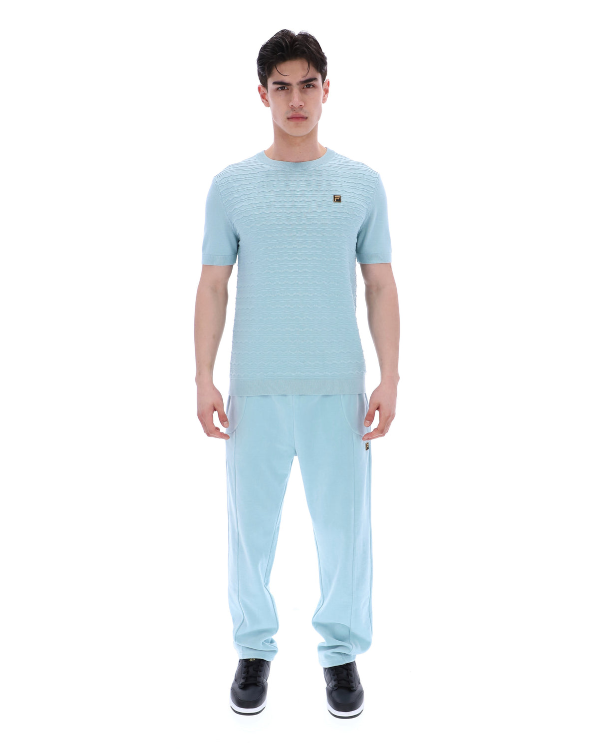 Sterling Blue Don Textured Knitted T-Shirt - Baby blue