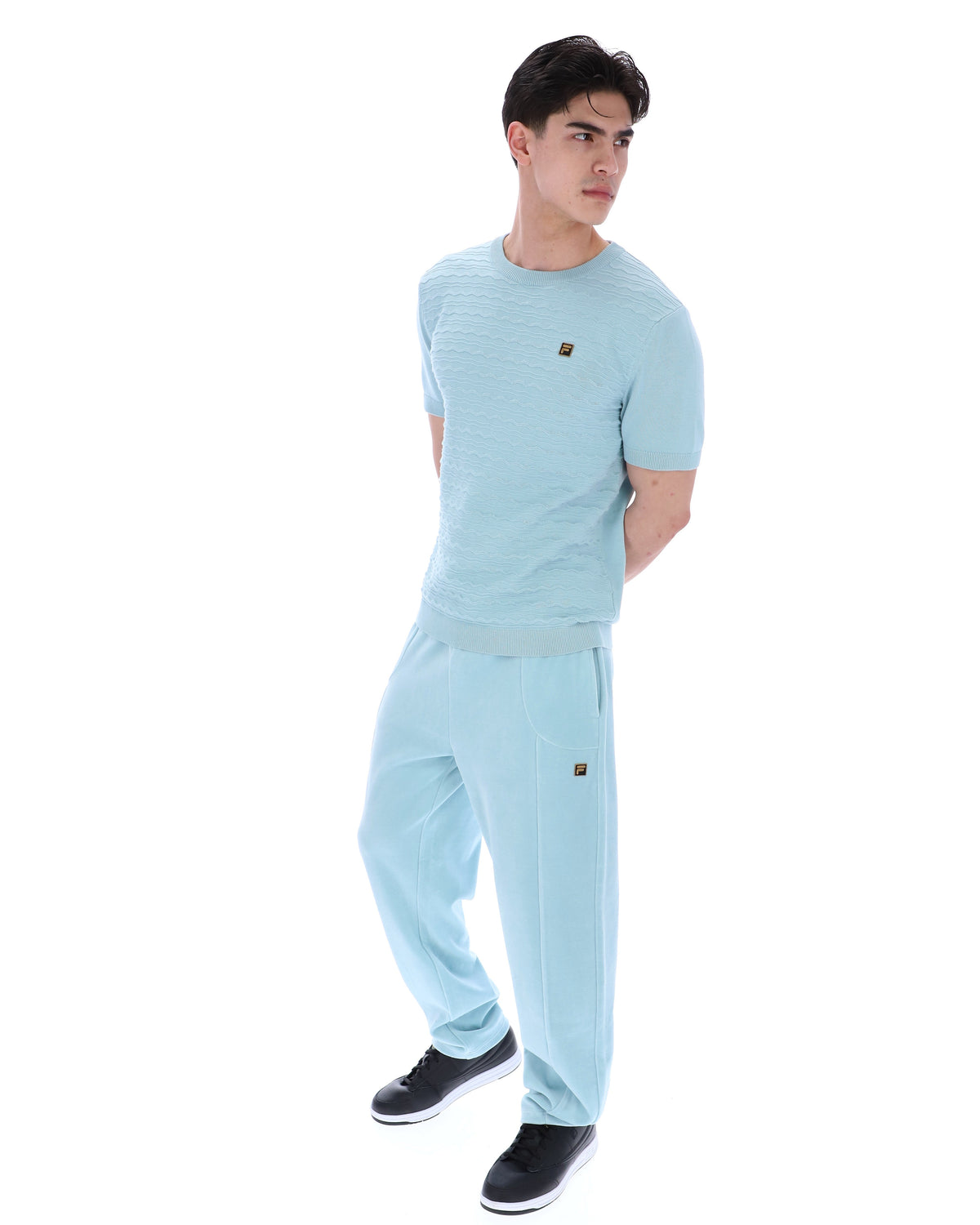 Sterling Blue Don Textured Knitted T-Shirt - Baby blue
