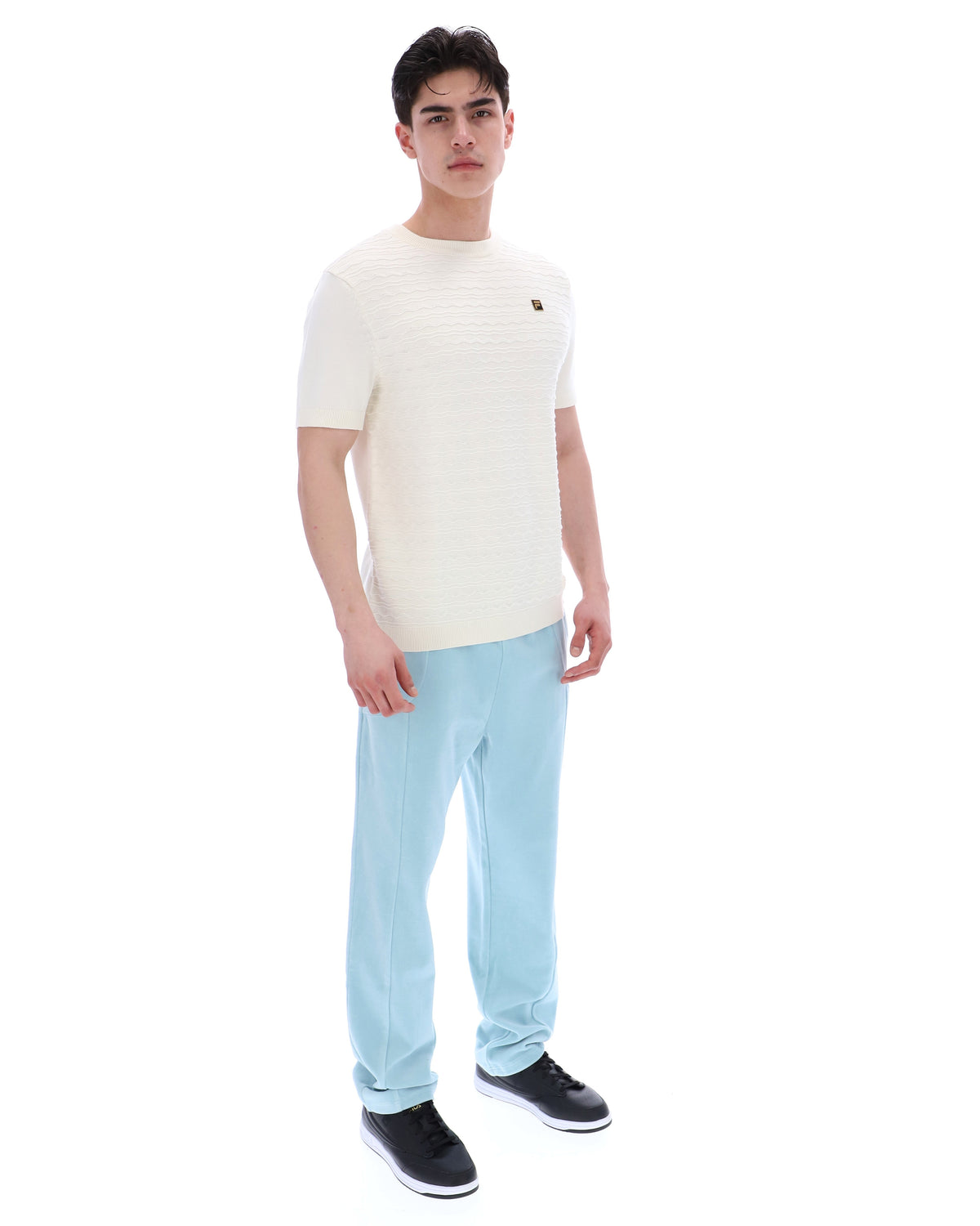 Coconut Milk Don Textured Knitted T-Shirt - White Smoke