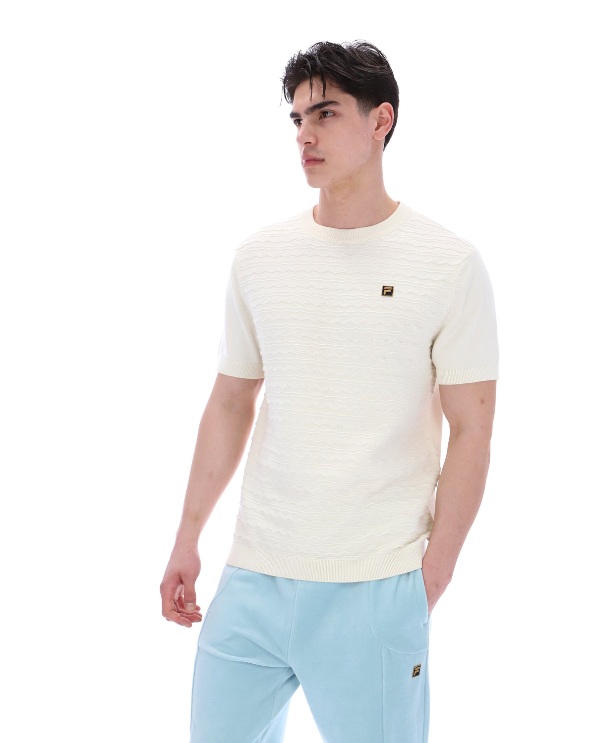 Coconut Milk Don Textured Knitted T-Shirt - White Smoke