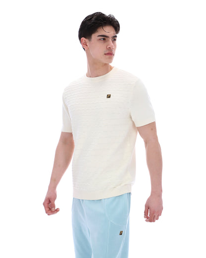 Coconut Milk Don Textured Knitted T-Shirt - White Smoke