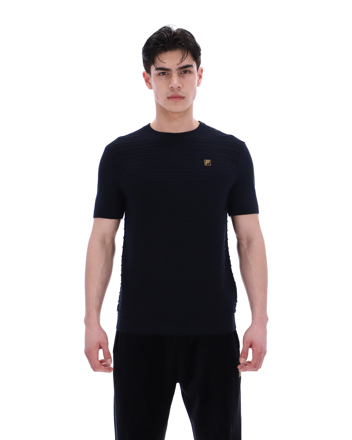 Black Don Textured Knitted T-Shirt - Black
