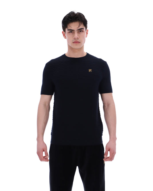 Black Don Textured Knitted T-Shirt - Black