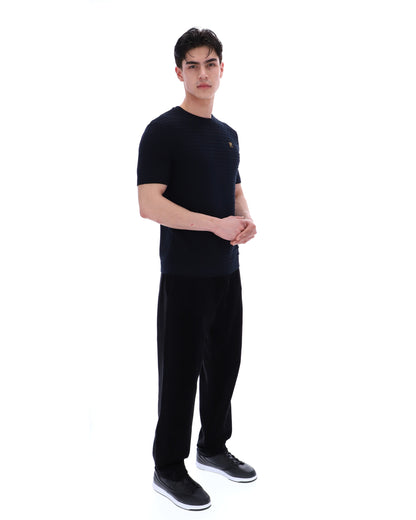 Black Don Textured Knitted T-Shirt - Black