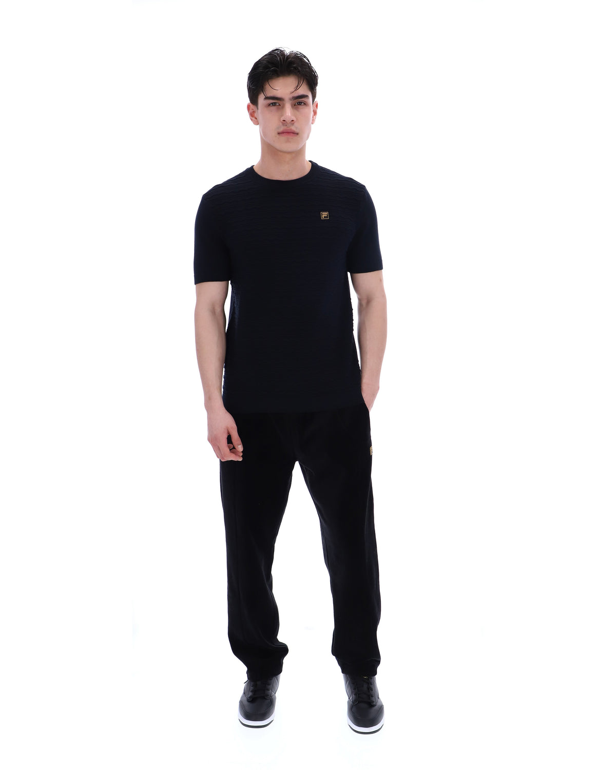 Black Don Textured Knitted T-Shirt - Black