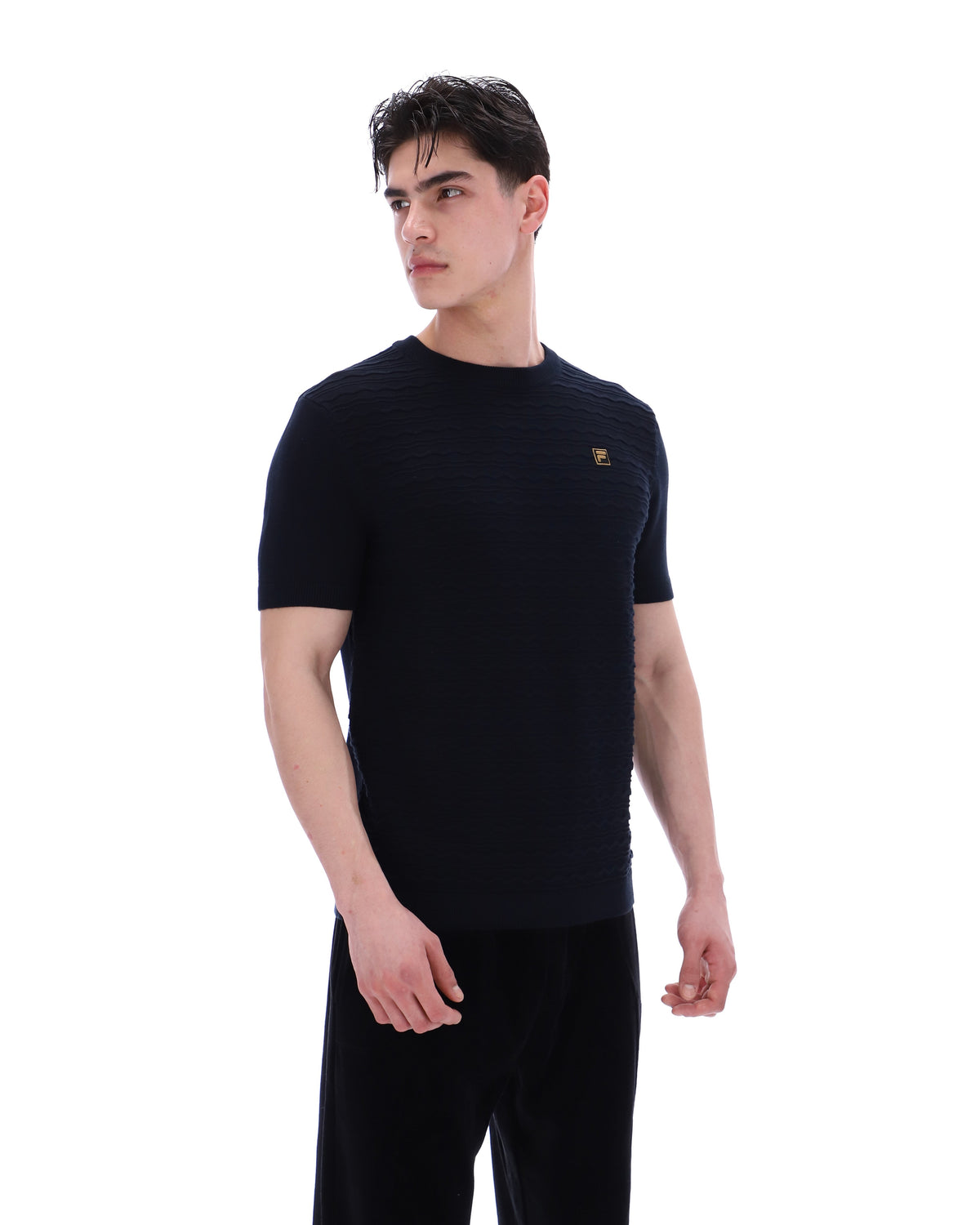 Black Don Textured Knitted T-Shirt - Black