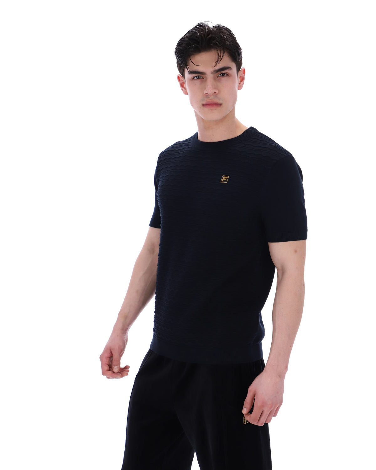 Black Don Textured Knitted T-Shirt - Black