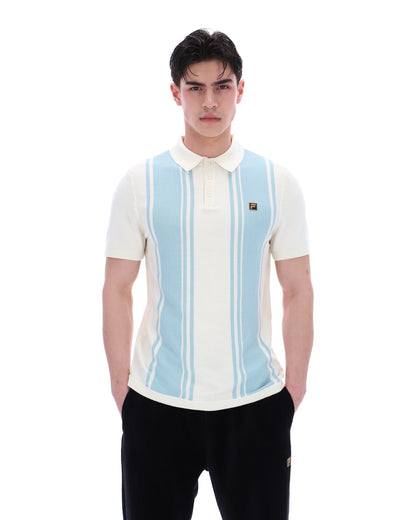 Sterling Blue Buddy Bowling Style Knitted Polo - White Smoke
