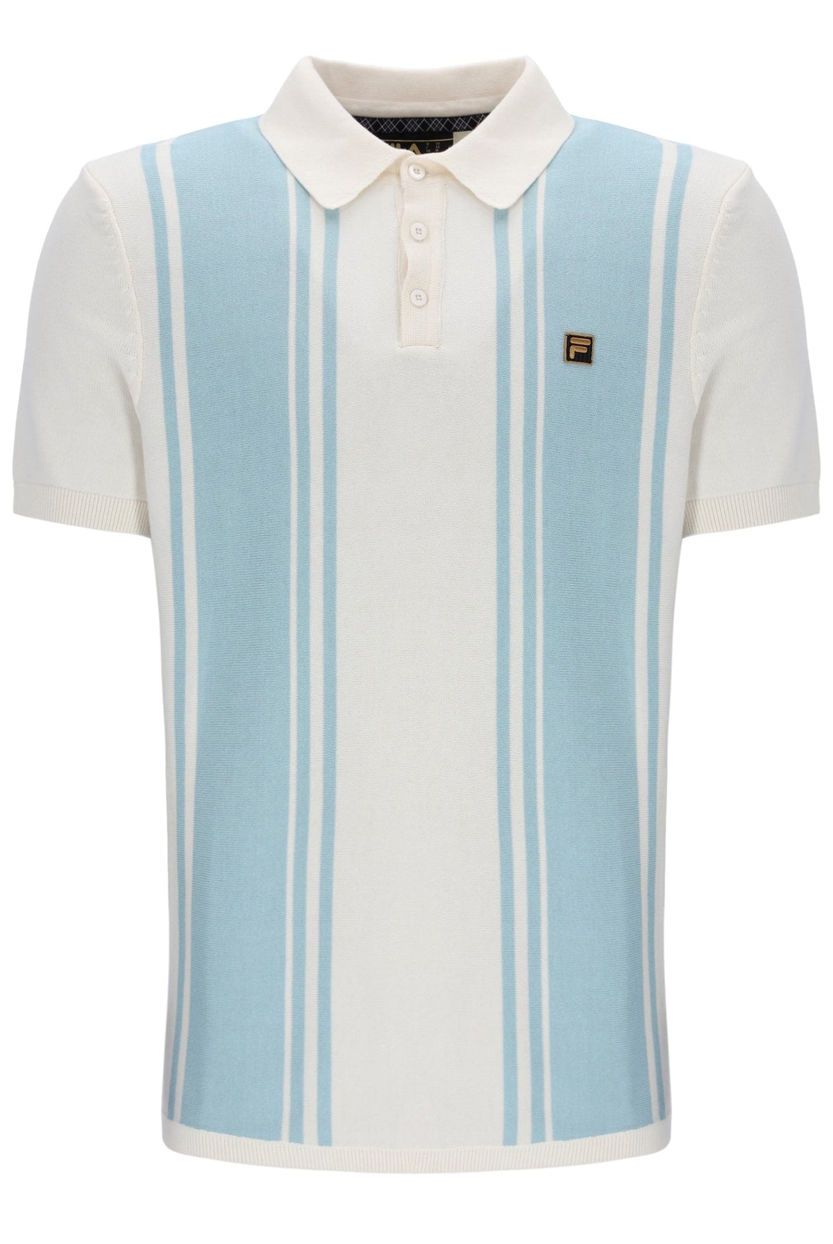 Sterling Blue Buddy Bowling Style Knitted Polo - White Smoke