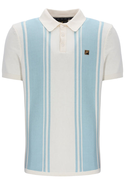 Sterling Blue Buddy Bowling Style Knitted Polo - White Smoke