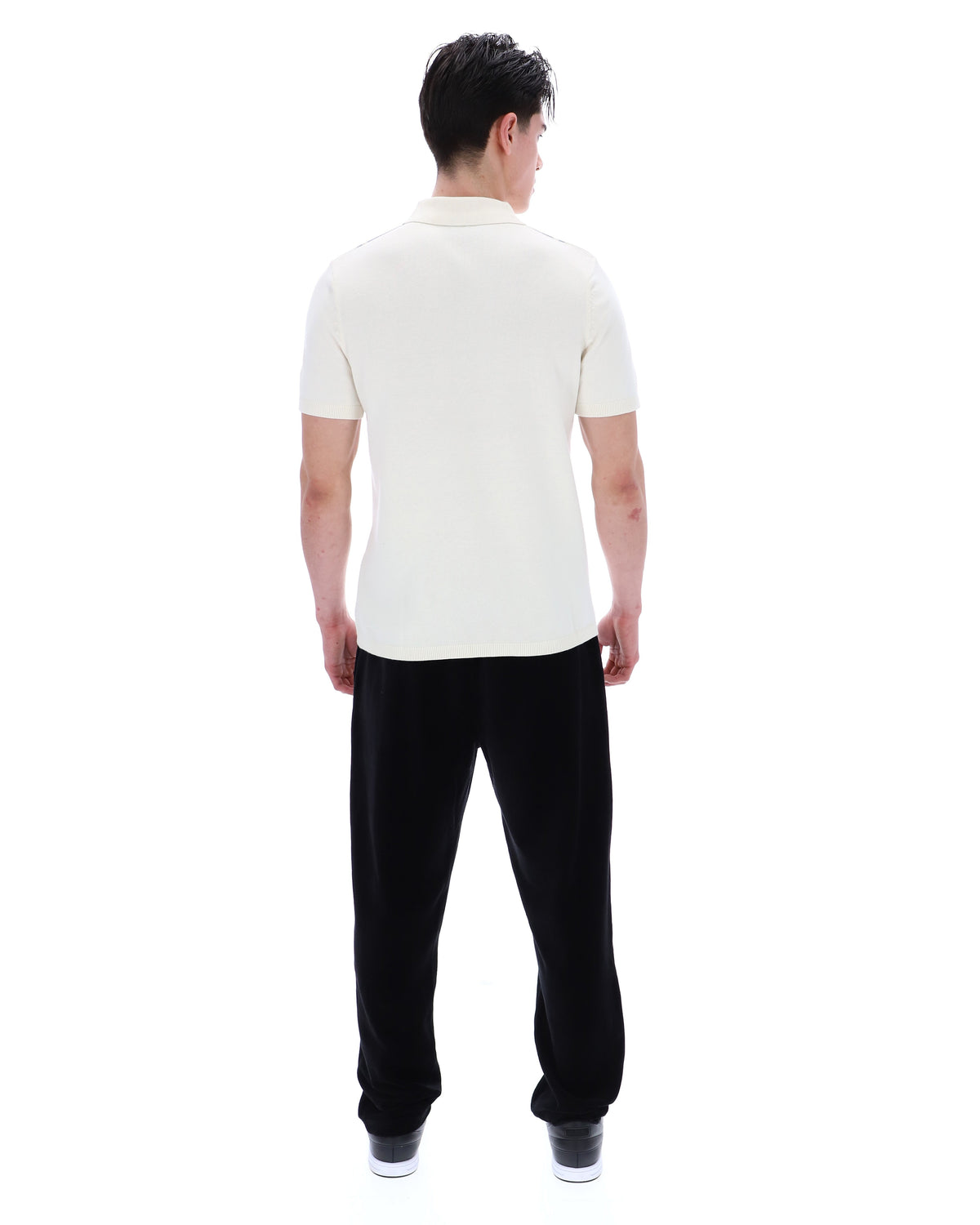 Sterling Blue Buddy Bowling Style Knitted Polo - White Smoke