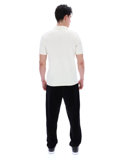 Sterling Blue Buddy Bowling Style Knitted Polo - White Smoke