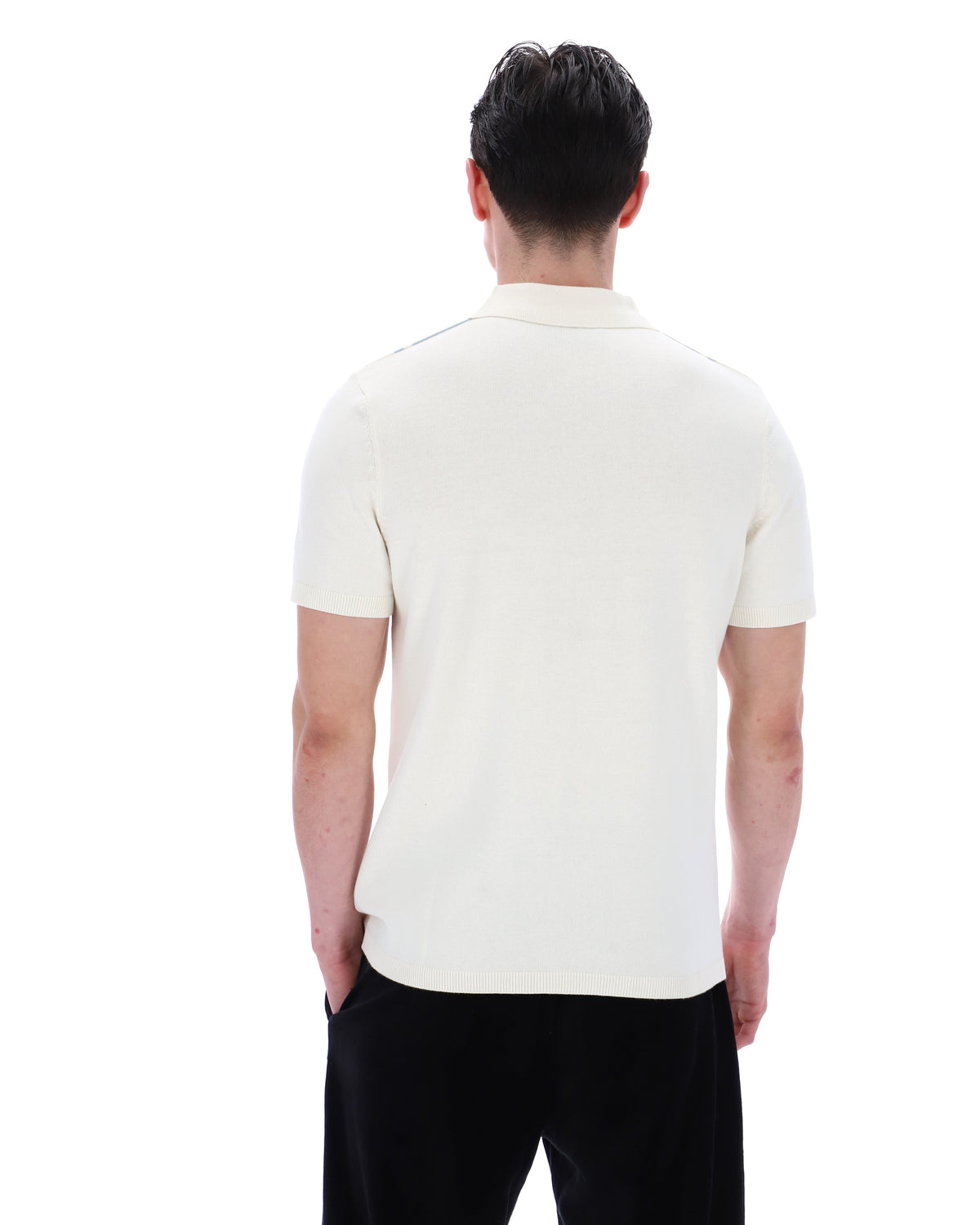 Sterling Blue Buddy Bowling Style Knitted Polo - White Smoke
