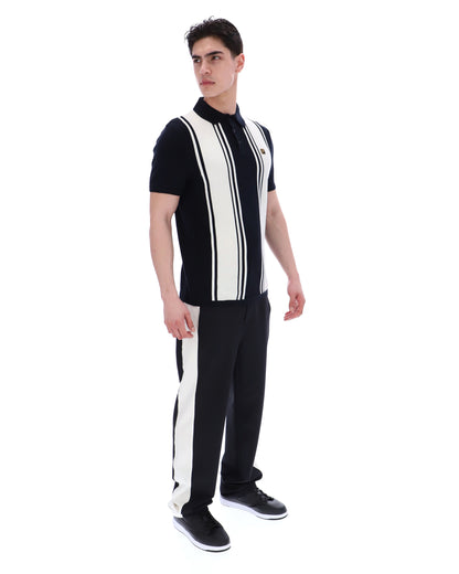 Black Buddy Bowling Style Knitted Polo - Black