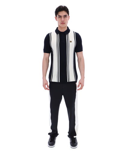 Black Buddy Bowling Style Knitted Polo - Black