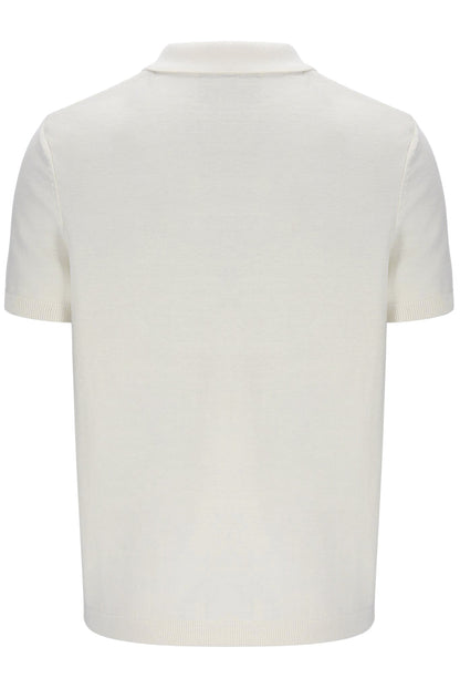 Coconut Milk Denny Diamond Knit Open Collar Polo - White