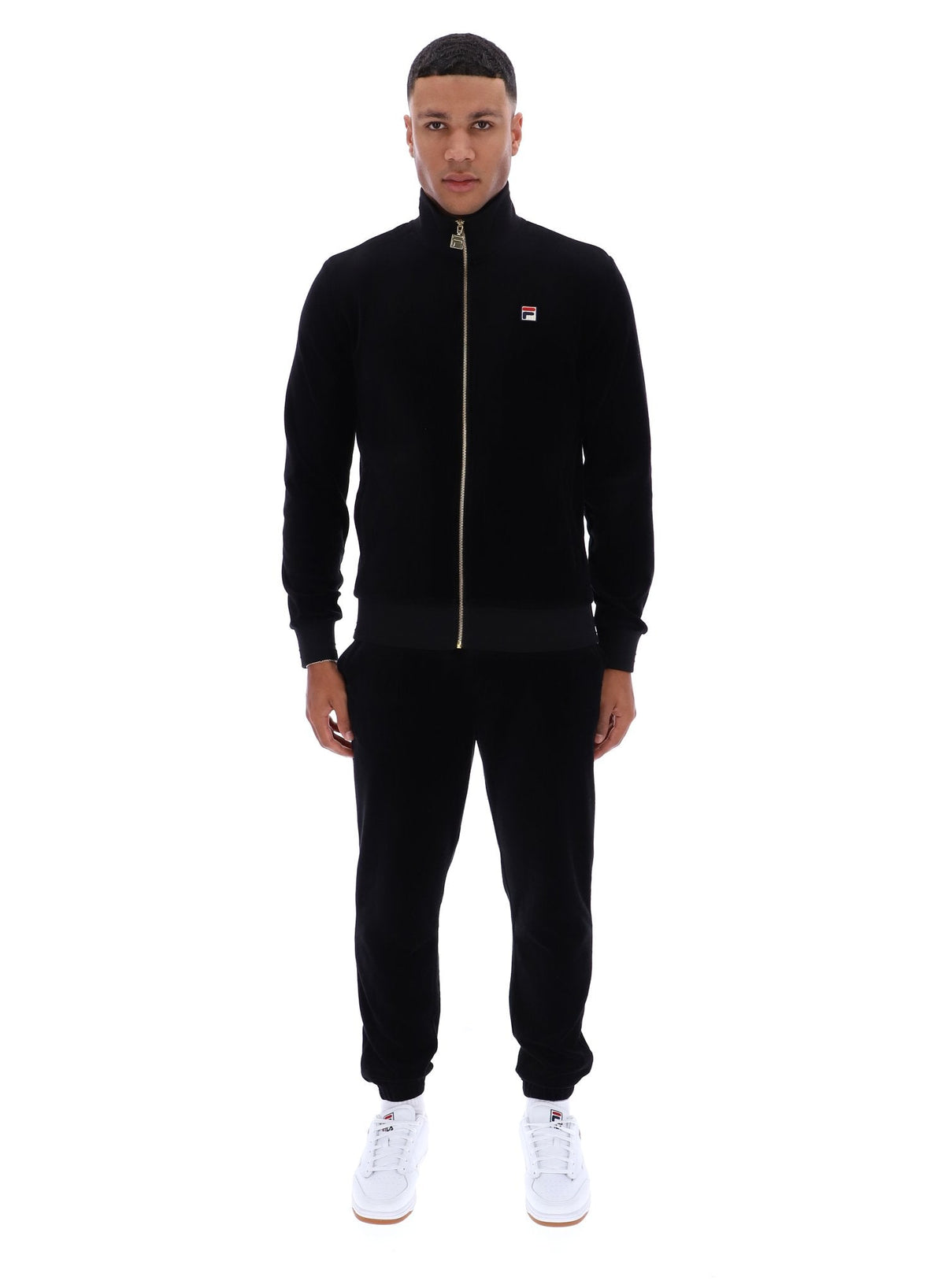 Black Nero Velour Track Top - Black