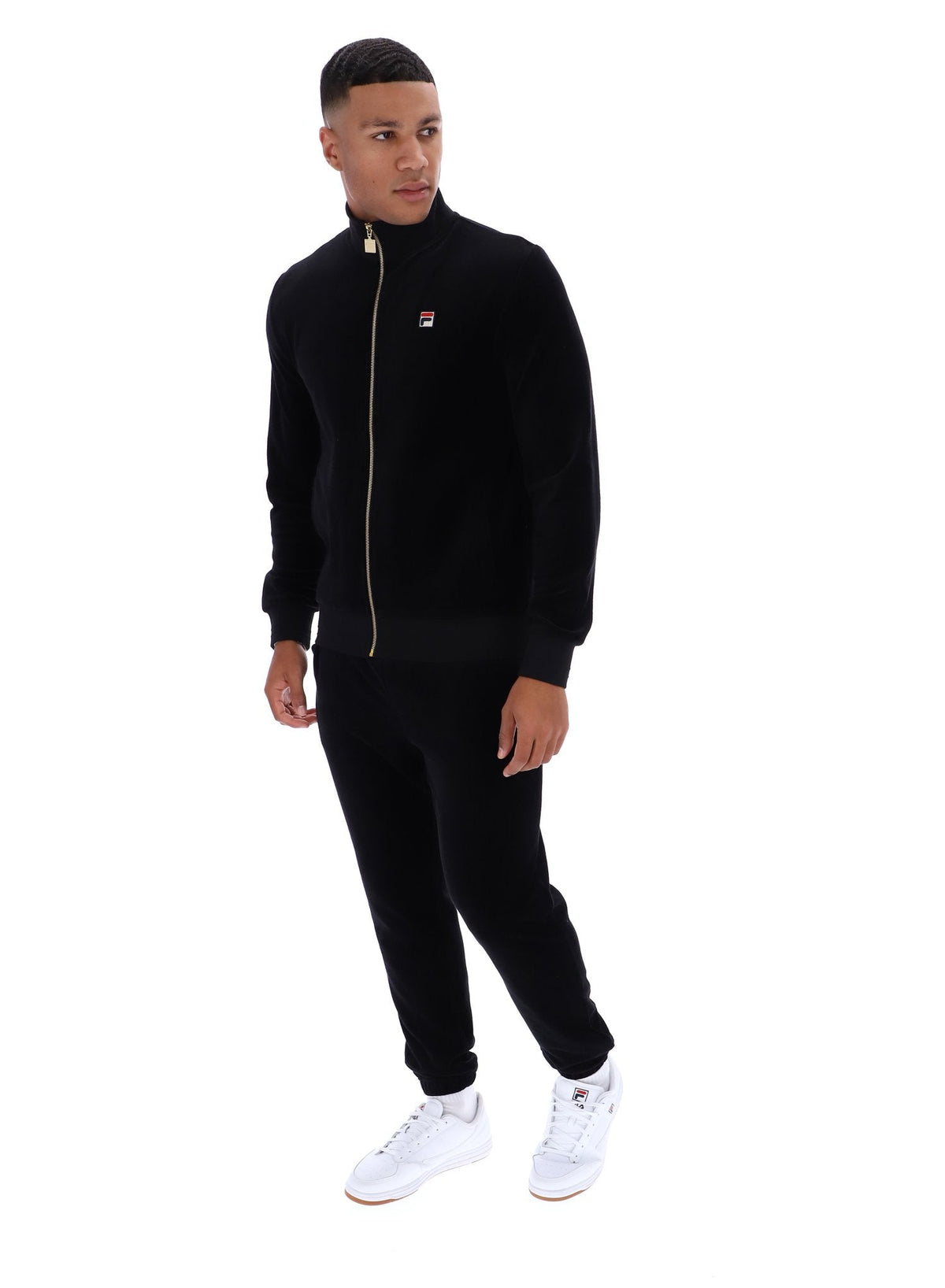 Black Nero Velour Track Top - Black