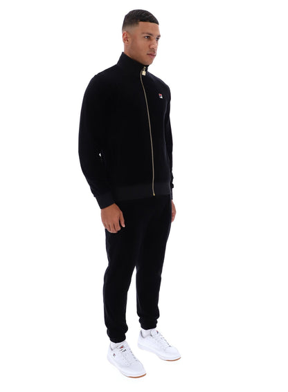 Black Nero Velour Track Top - Black