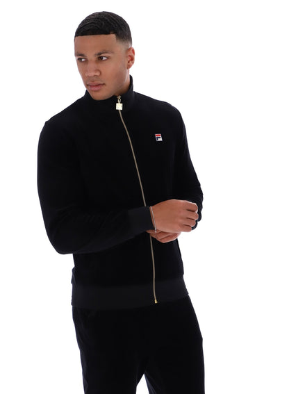 Black Nero Velour Track Top - Black