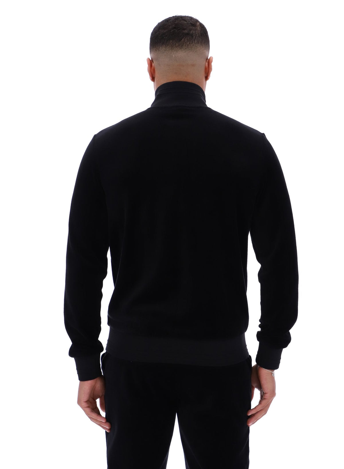 Black Nero Velour Track Top - Black