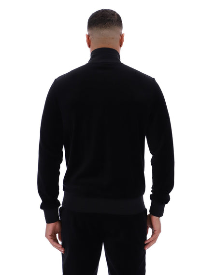 Black Nero Velour Track Top - Black