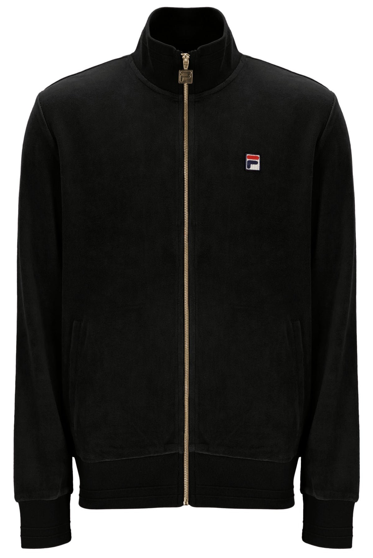 Black Nero Velour Track Top - Black
