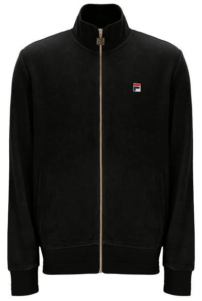 Black Nero Velour Track Top - Black