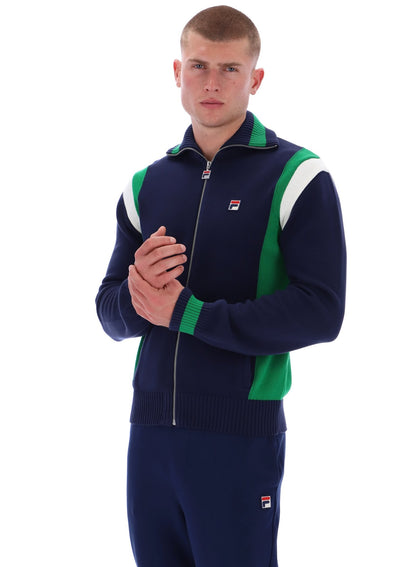 Fila Navy Cortez Colourblocked Knitted Track Top - Fila Navy