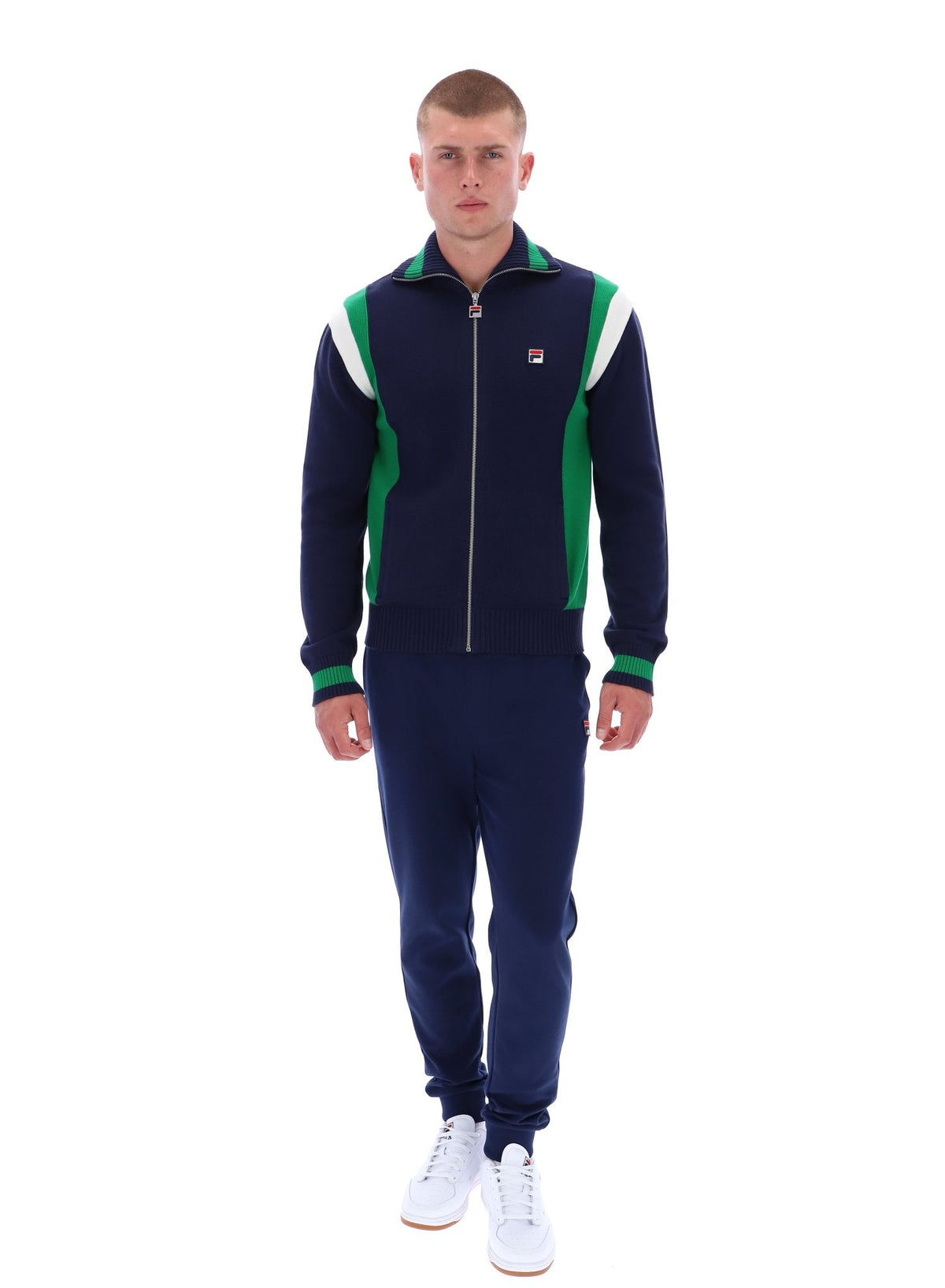 Fila Navy Cortez Colourblocked Knitted Track Top - Fila Navy
