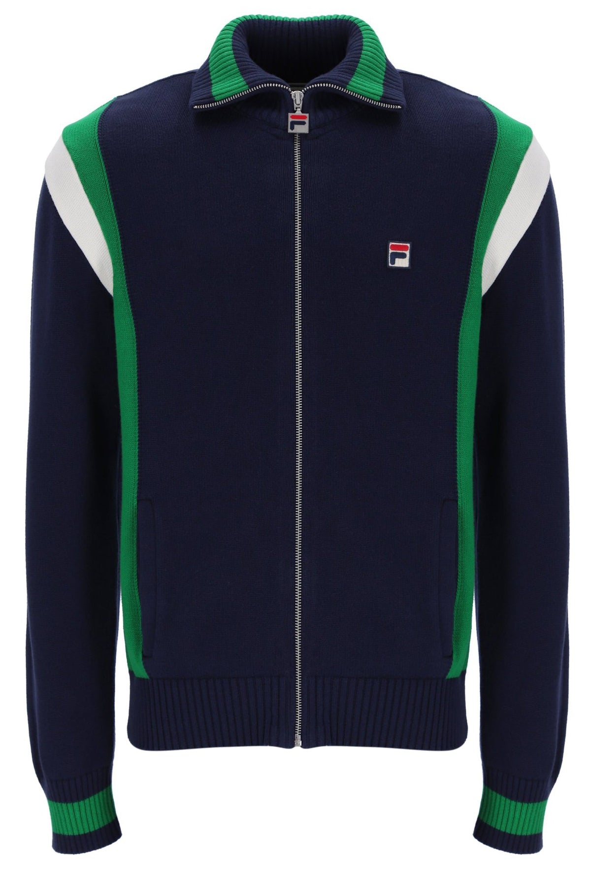 Fila Navy Cortez Colourblocked Knitted Track Top - Fila Navy
