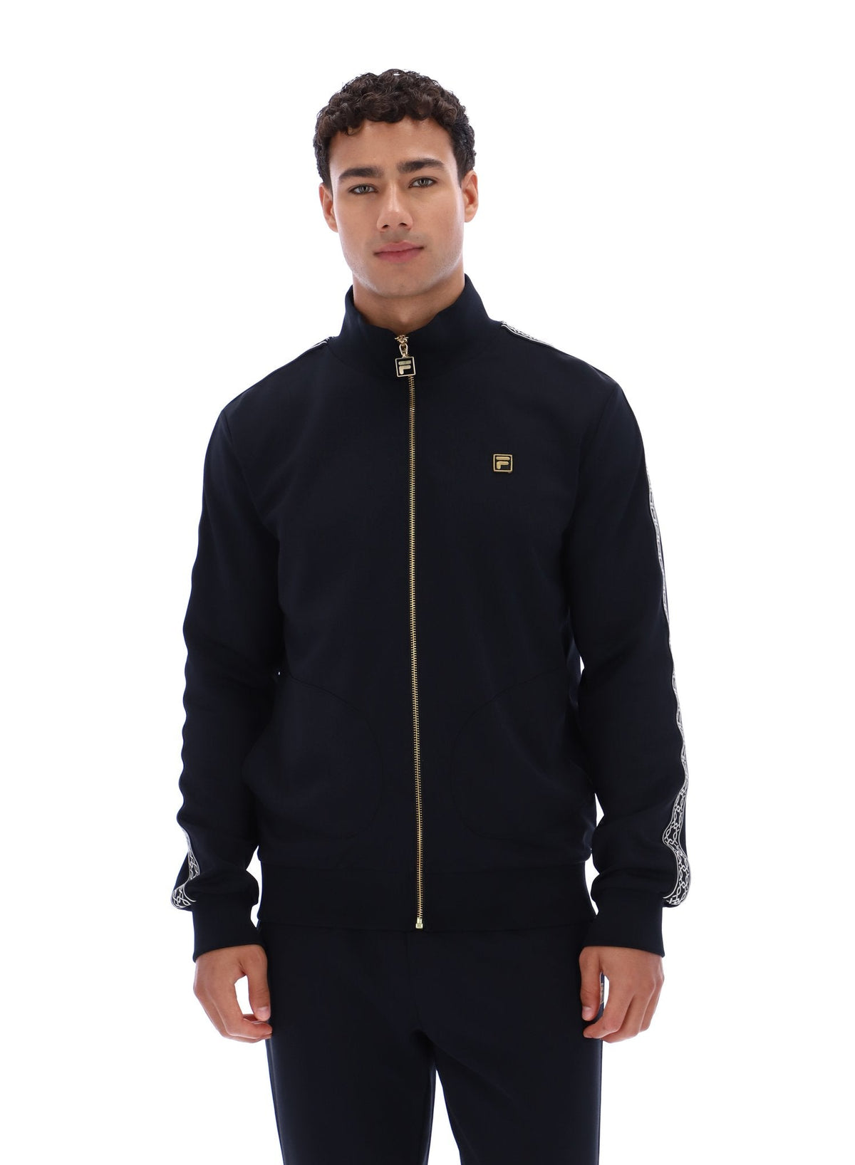 Black Roman Full Zip Jacket with Tape Detail - Black
