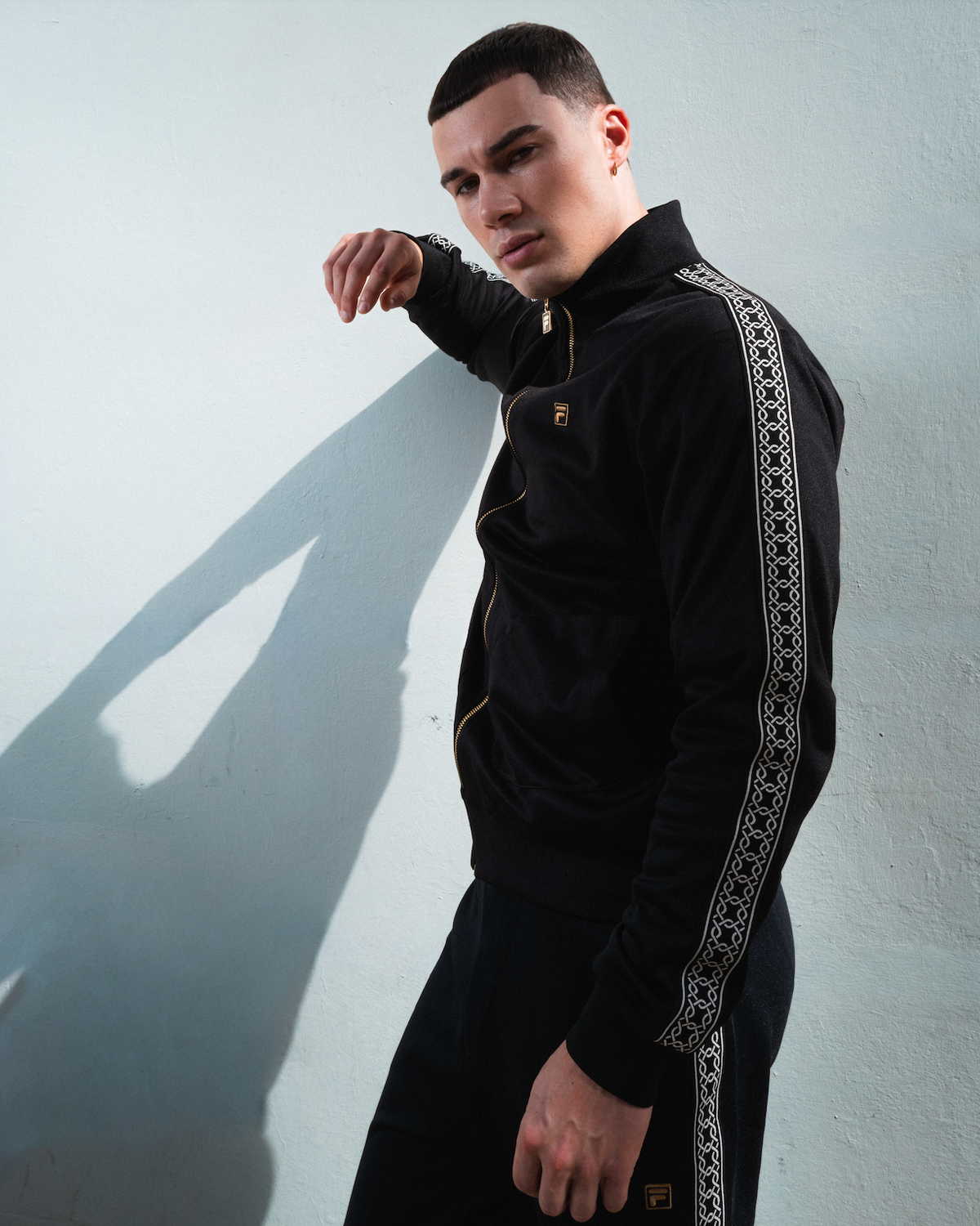 Black Roman Full Zip Jacket with Tape Detail - Black