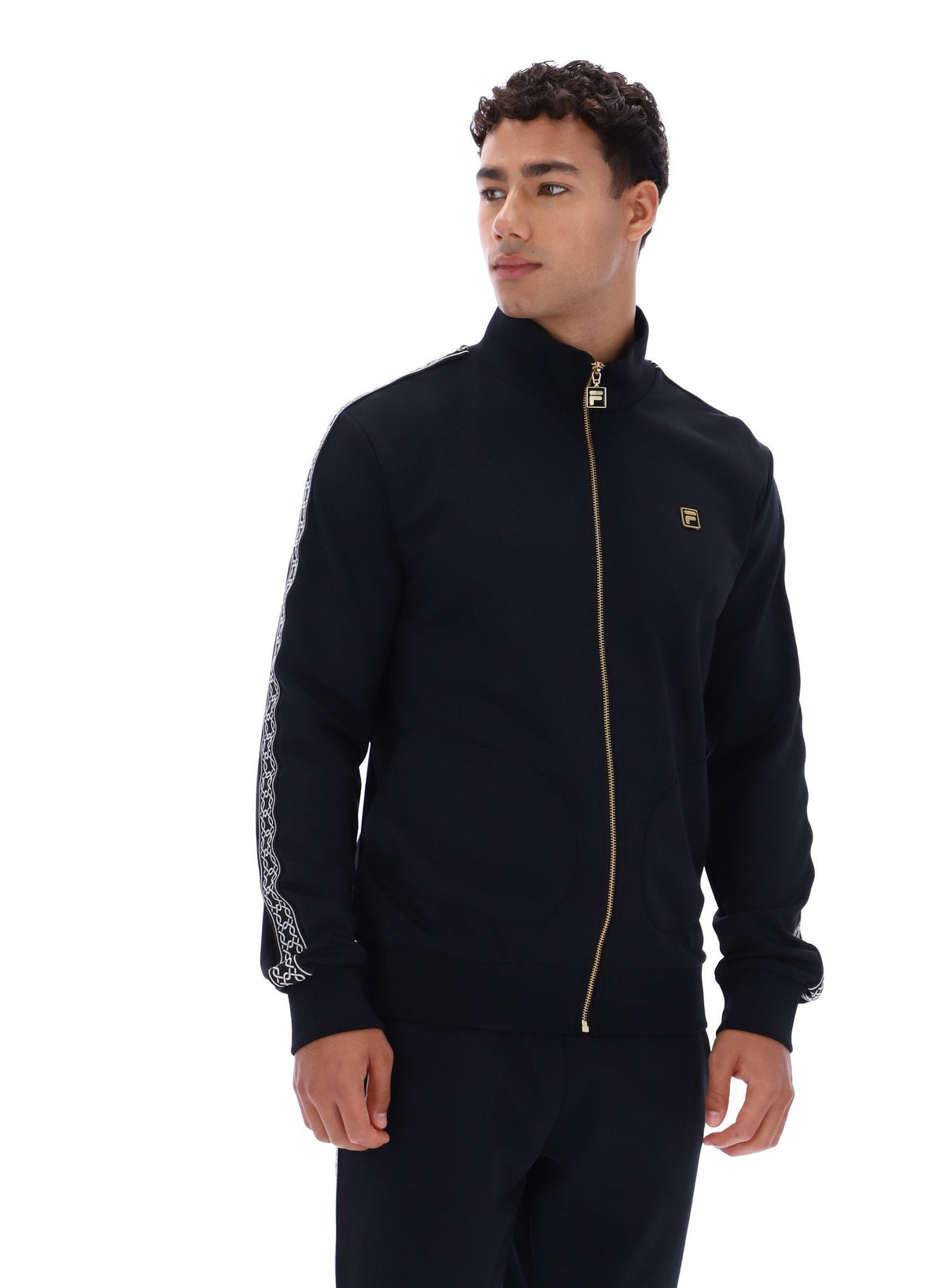 Black Roman Full Zip Jacket with Tape Detail - Black