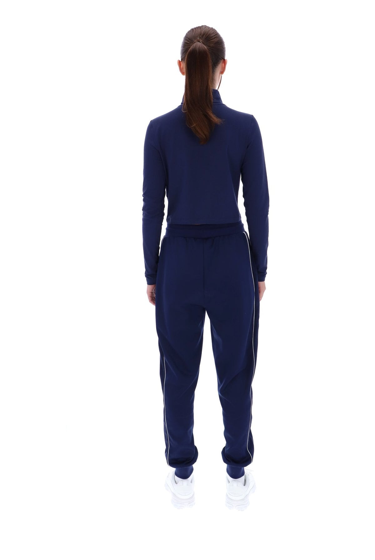 Navy Heidi Cropped Roll Neck Top -