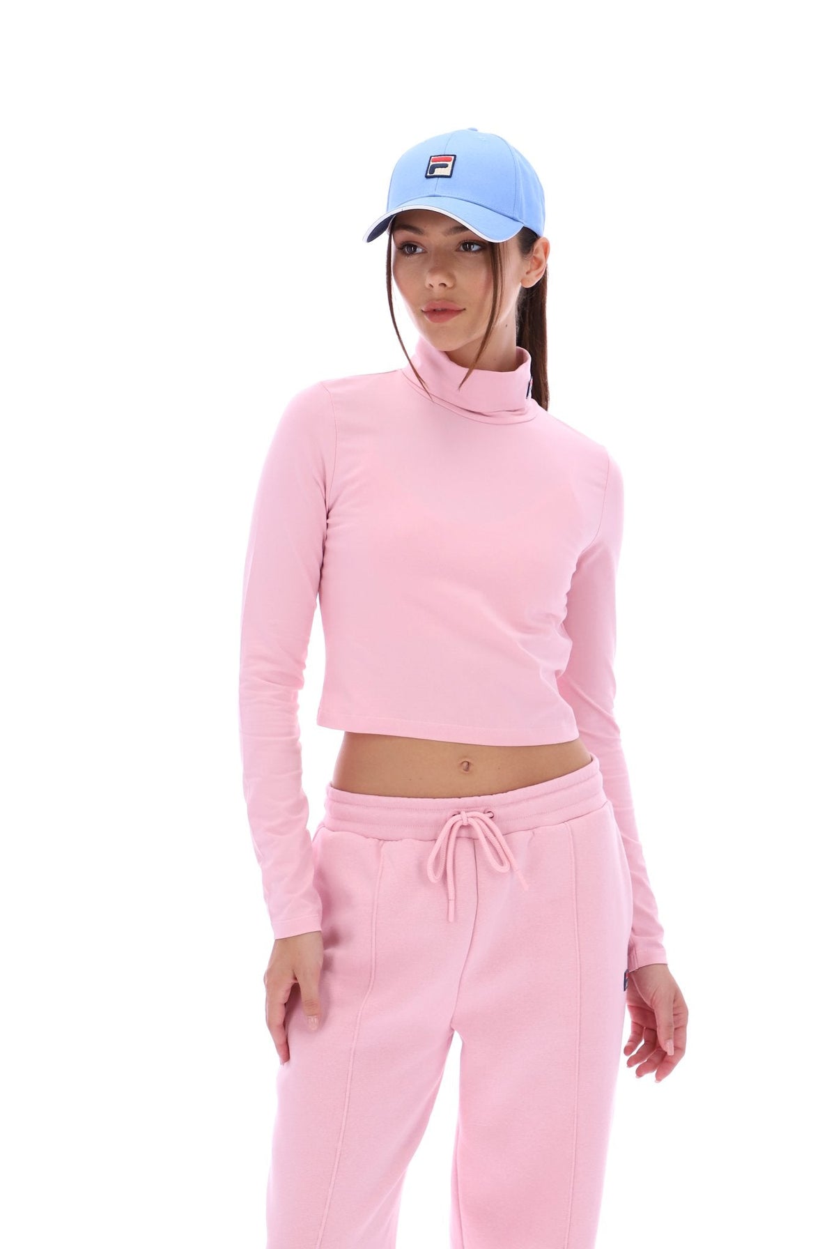 Pink Heidi Cropped Roll Neck Top - Pink