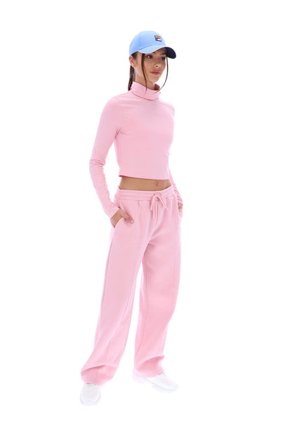 Pink Heidi Cropped Roll Neck Top - Pink