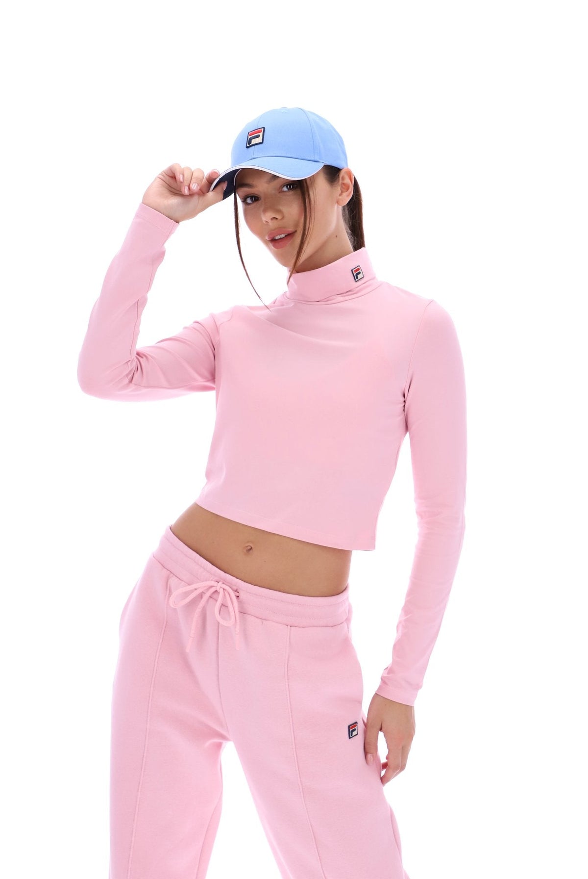 Pink Heidi Cropped Roll Neck Top - Pink