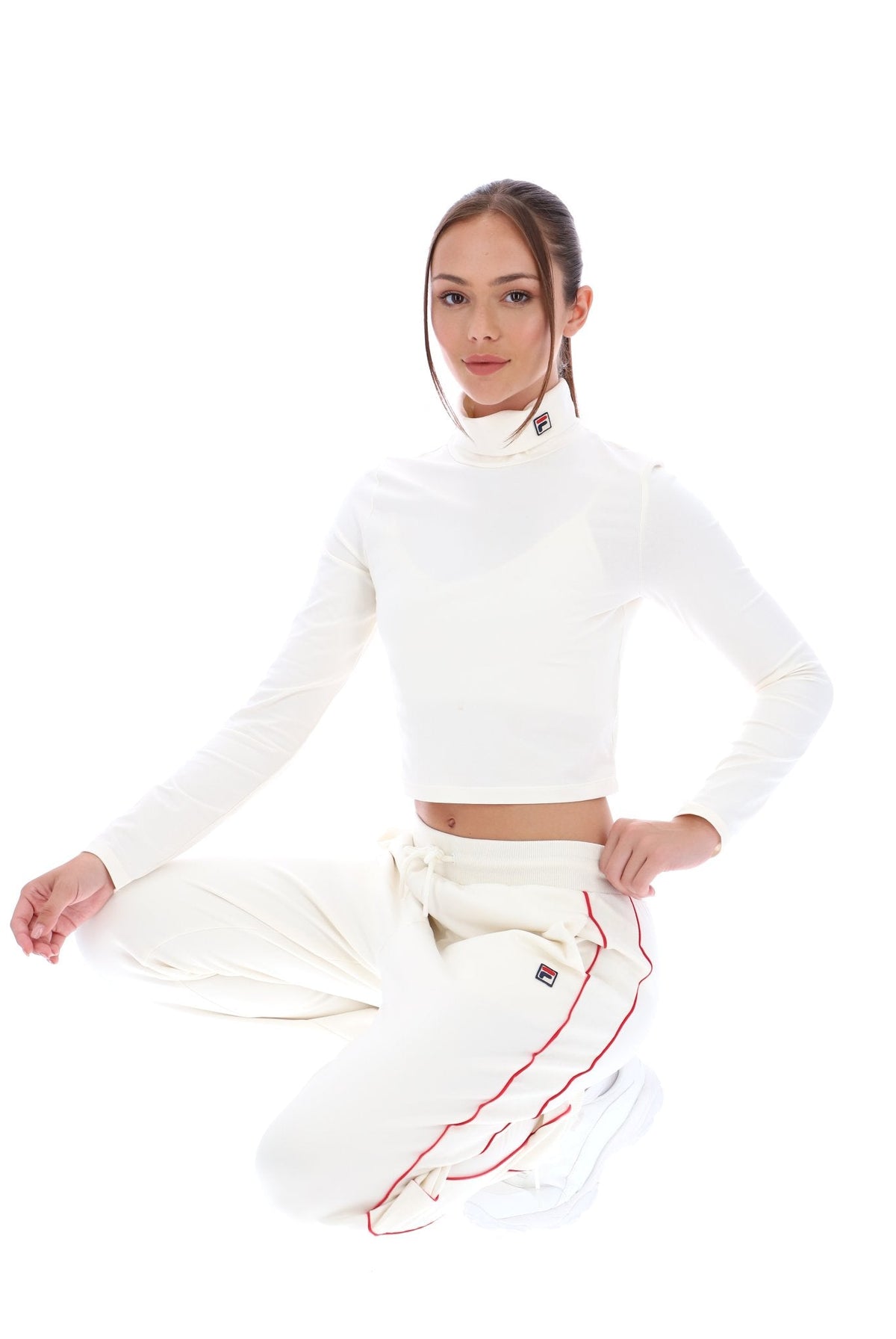 Cream Heidi Cropped Roll Neck Top - Cream