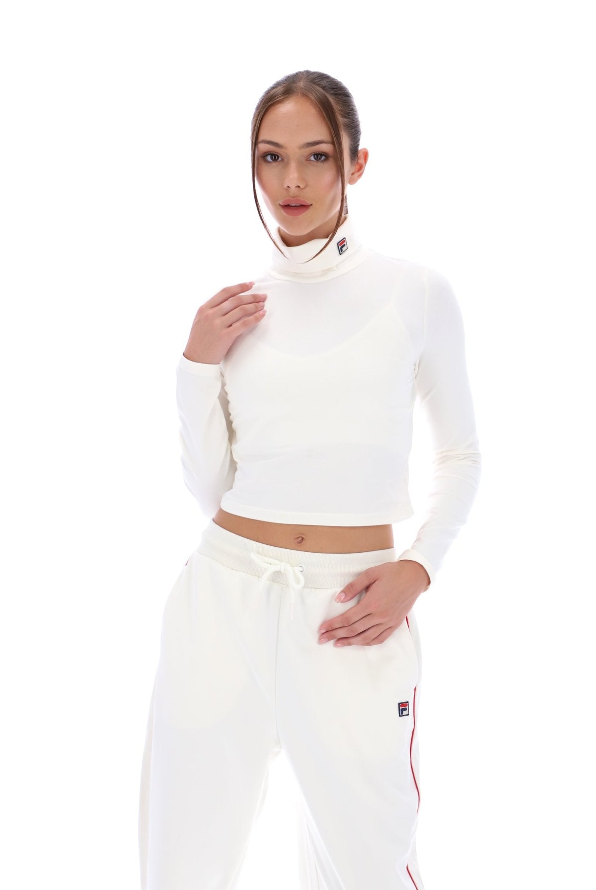 Cream Heidi Cropped Roll Neck Top - Cream