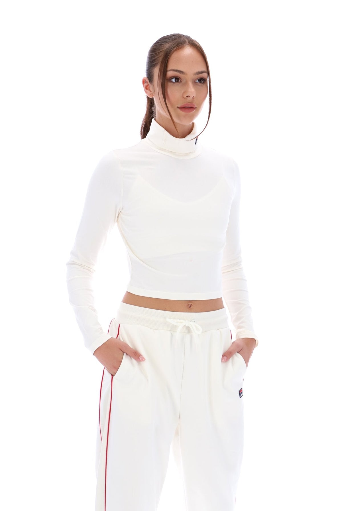Cream Heidi Cropped Roll Neck Top - Cream